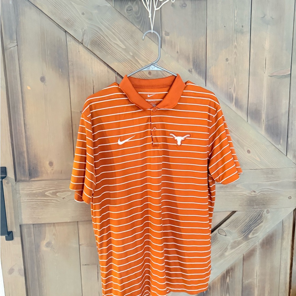Nike Orange and White Striped Polo Shirt